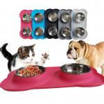 Pet Silicone Anti Spill Bowl Dog Stainless Steel Eating And Drinking Double Bowl for sale