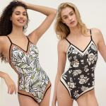 Stylish Green Floral Pattern Swimming Suits Bikini for sale