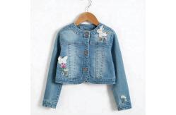 China Breathable Girls Jean Jacket / Children's Denim Jeans With Covered Button supplier