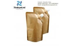 China Waterproof Recyclable Refillable Liquid Shampoo Stand Up Packaging Kraft Paper Pouch With Spout supplier