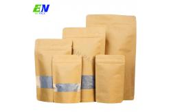 China 100g 250g 500g 1kg Plain Biodegradable Stock Stand Up Brown Kraft Paper Bag With Zipper supplier