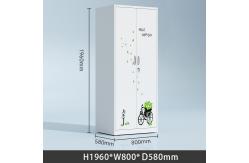 China Double Door Bedroom White High Locker Storage Cabinet With Printing supplier