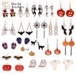 DIY Halloween Earrings Jewelry , Horror Funny Ghost Devil Spider Skull Dangle Earrings for sale