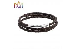 China OEM Multi Layer Braided Leather Bracelet With Magnetic Clasp supplier