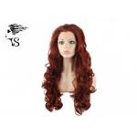 Fire Red Colorful Synthetic Lace Front Wigs , Long Wavy Lace Front Wigs 180% Density for sale