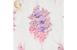 China Soft 3D Flower Lace Fabric 135cm Widh Tulle Polyester Hand Embroidered Net Fabric supplier