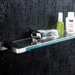SUS304 Stainless Steel Bathroom Rack OEM Tempered Glass Shower Shelves for sale