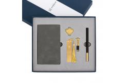 China Classical Sandalwood Business Stationery Set Bookmark Notebook Craft Pen U Disk supplier