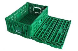 China Ventilated Folding Plastic Storage Crate Basket With Handles And Lids supplier