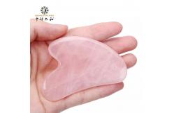 China Heart Shaped Scraping Massage Tool Rose Quartz Pink Jade Stone supplier