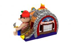 China Volcano Printing Pirate Themed Kids Inflatable Bounce House With Slide supplier