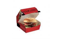 China Eco-Friendly Biodegradable Burger Box Custom Fast Food Takeaway Container with UV Coating supplier