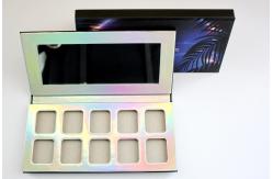 China 10 Pans Empty Eyeshadow Palette Case CMYK Printing With Shiny Holographic Paper supplier