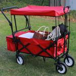 80kg Heavy Duty Collapsible Wagon Metal Folding Garden Cart With Universal Wheels for sale