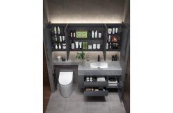 China Custom Bathroom Vanity Units Slate Washbasin Toilet Combination Smart LED Mirrored Cabinet supplier