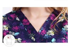 China V Neck Printing Scrubs Medical Uniforms , Fancy Pattern Cool Medical T Shirts supplier