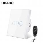 EU Market 3Gang Remote Control Light Switch 5-60Feet Distance Range With Tempered Glass Panel for sale