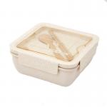 Rectangle Bento Box Lunch Container Plastic Wheat Straw With Cutlery for sale