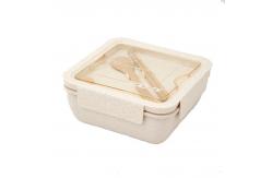 China Rectangle Bento Box Lunch Container Plastic Wheat Straw With Cutlery supplier