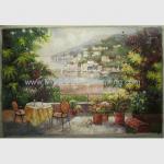 Handmade Canvas Mediterranean Oil Painting Linen Garden Scenery Oil Painting for sale