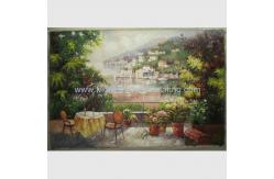 China Handmade Canvas Mediterranean Oil Painting Linen Garden Scenery Oil Painting supplier