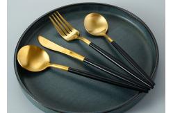 China 20pcs SUS304 Gold Plated Eating Utensils With Black Handle supplier
