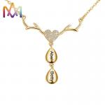 50cm Chain 304 Stainless Steel Deer Necklace With Nameplate Pendant for sale