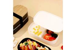 China Bamboo Lid Thermal Bento Lunch Box Stackable Double Layer Microwave Safe supplier