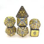 Trade Card Luminous Dice  Dice Set For DND Or RPG Polyhedral Metal Gold Yellow for sale