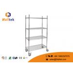 Optional Layer Height Wire Mesh Shelving Commercial Wire Shelving With 4 Wheels for sale
