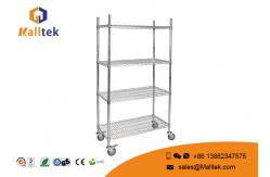 China Optional Layer Height Wire Mesh Shelving Commercial Wire Shelving With 4 Wheels supplier