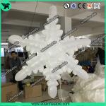 1.5m 210T Polyester Cloth White Inflatable Snowflake For Christmas Decoration for sale