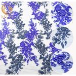 Royal Blue Beaded Lace Fabric 80% Nylon Water Soluble 140cm Width  For Kids Dress for sale
