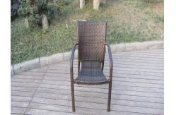 China Dark Brown Rattan Garden Dining Sets With Table And 8pcs Arms Chair supplier