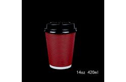 China Compostable Red Coffee Disposable Paper Cusp With Lid For Hot Beverages supplier