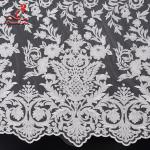 131CM White Embroidered Bridal Lace Fabric For Attire Azo Free High Color Fastness for sale