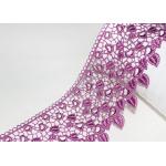 Pink Guipure Lace Ribbon Embroidery Fabric With Heart - Shaped / African Cord Lace for sale