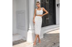 China Zipper Back Two Piece Lace Dresses No Sleeve Lace Skirt And Top Set supplier