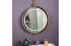 China Transform Your Bathroom with Golden Framed LED Lighted Round Wall Mirror supplier