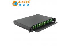 China 19 Inch Rack Mount 12 Port Fiber Optic Patch Panel 1U SC APC Adapter supplier