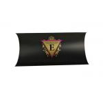 Custom Black Paper Pillow Box Packaging With Hot Stamping Purple Logo for sale