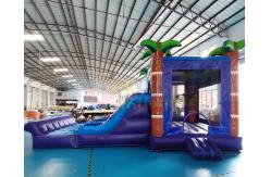 China Palm Tree Jumping Inflatable Bouncer Slide With Triple Stitching supplier
