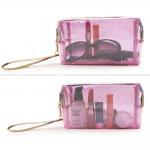 Zippered Transparent PVC Toiletry Bag With Handle Strap