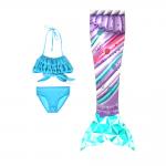 Polyester And Spandex Mermaid Tails For Swimming , Grils Swimmable Bathing Suit 3Pcs
