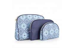 China ODM 3 Piece Cosmetic Bag Set Polyester Purse Size Makeup Bag For Women Toiletry Travel Bag supplier