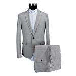 Strips Slim Fit Tailored Suits  All Season Men'S Light Grey Mel Decorative for sale