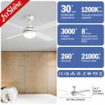 Modern White Ceiling Fan With Lamp Light 3-Speed AC Motor