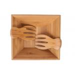 Organic Square Kitchen Bamboo Salad Bowl Set with Two Servers for sale
