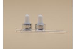 China 18 / 410 Large Glass Dropper Transparent Pipette Silver Collar For Fluid Delivery supplier