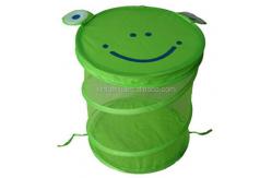 China Bathroom Mesh Popup Polyester Foldable Laundry Basket With Cover supplier